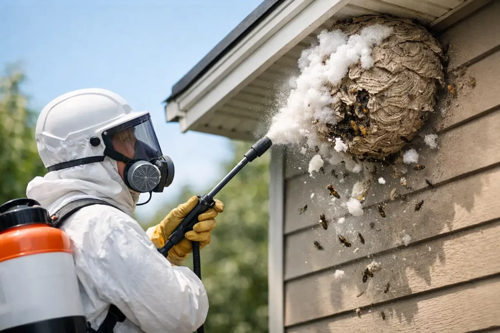 Destruction de nids de guêpes sans danger