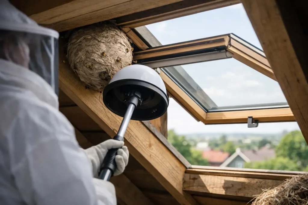 Enlever un nid près d’un Velux sans danger