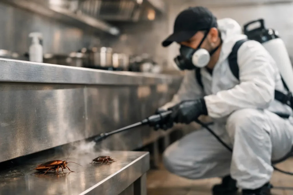 Traitement professionnel des blattes en cuisine